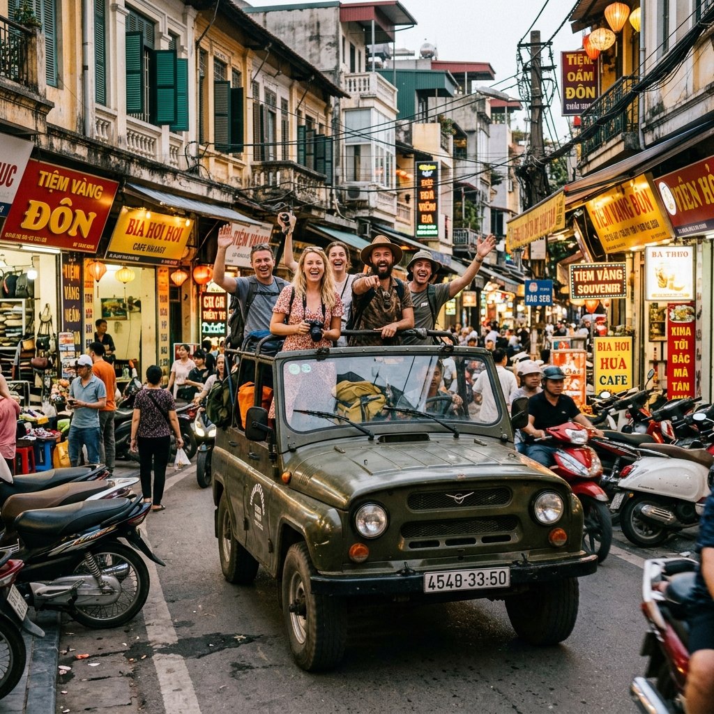 Xe Jeep dạo quanh Phố Cổ Hà Nội